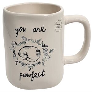 Rae Dunn You Are Pawfect Embossed Ceramic Coffee Mug 16in Ivory Double Sided‎